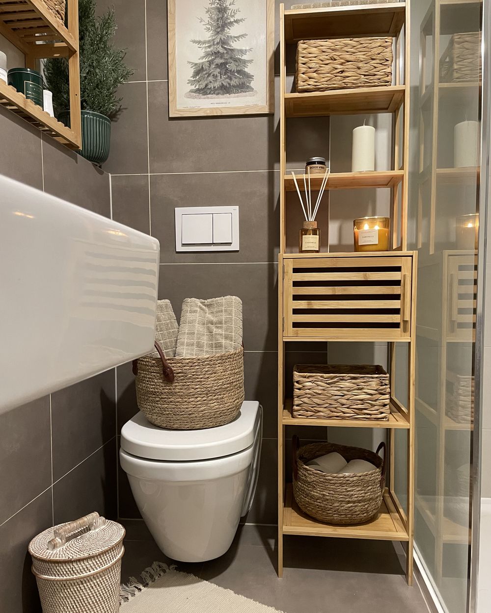 Set Scopino Per WC Axentia In Bambù - Design Moderno Con Portascopino - Foto 1