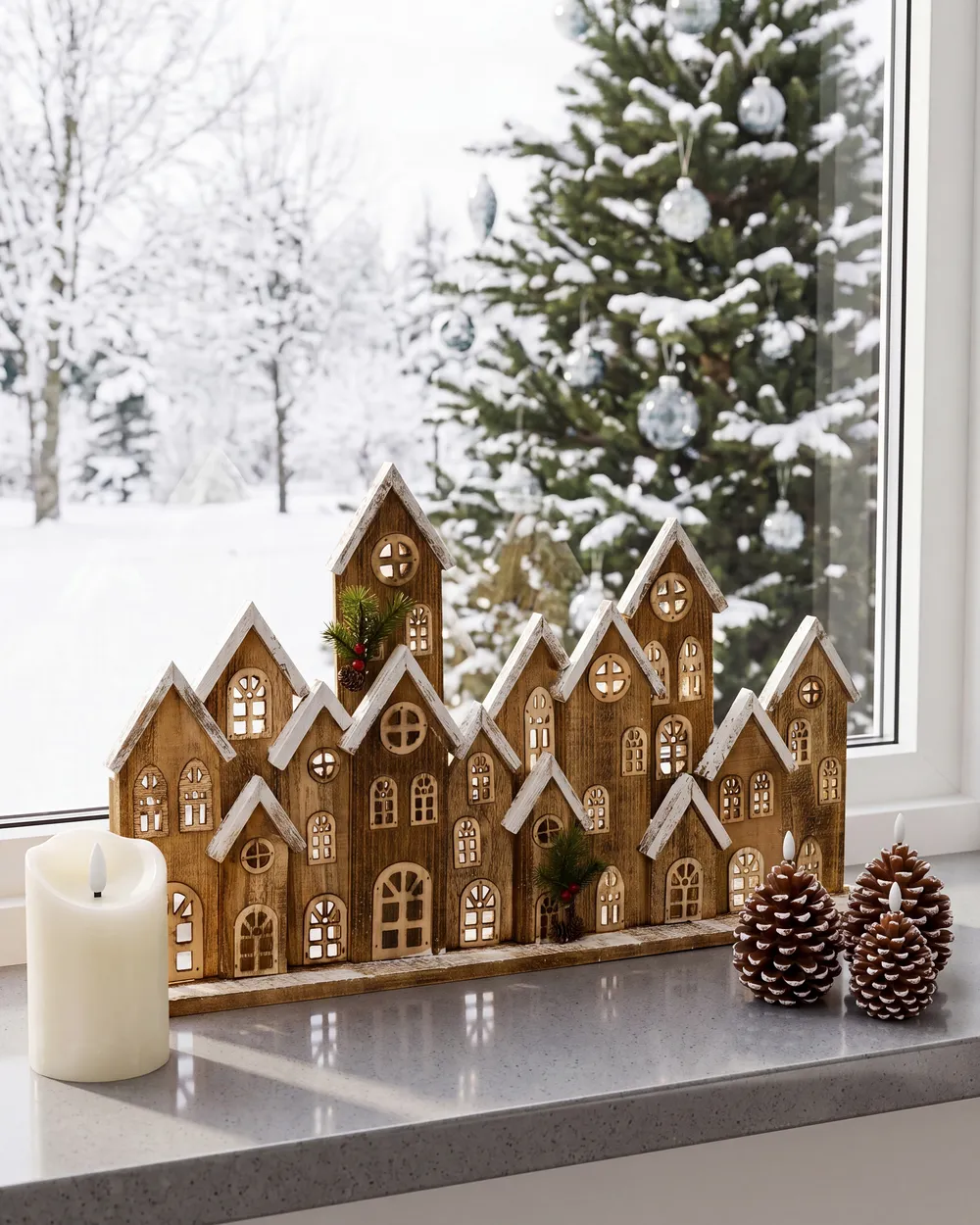 Christmas Decoration LED MALLOS 45 cm House Brown_1027992