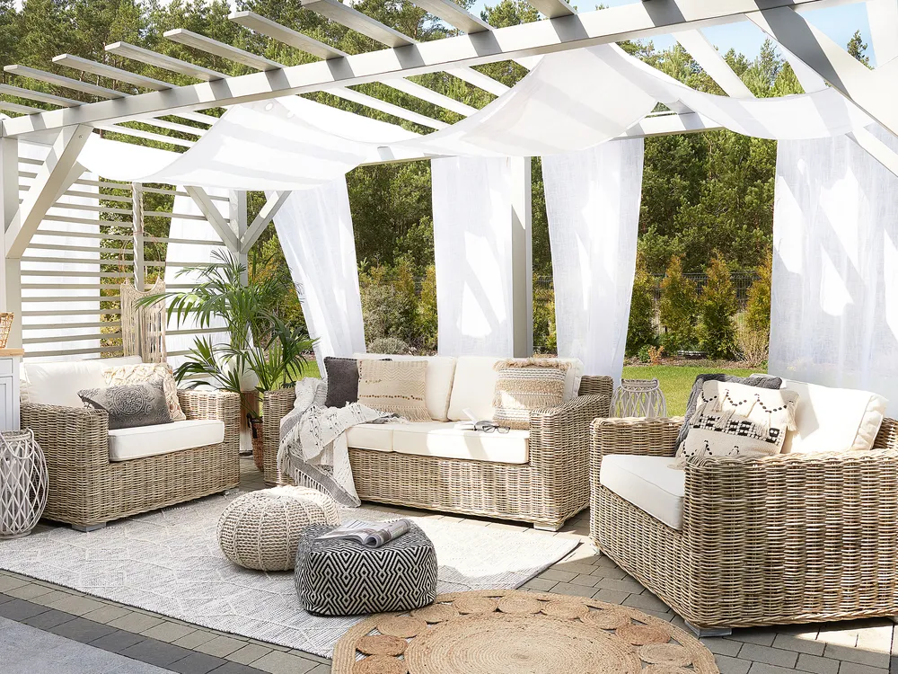 Set di divani da giardino posti ARDEA Rattan Marrone chiaro