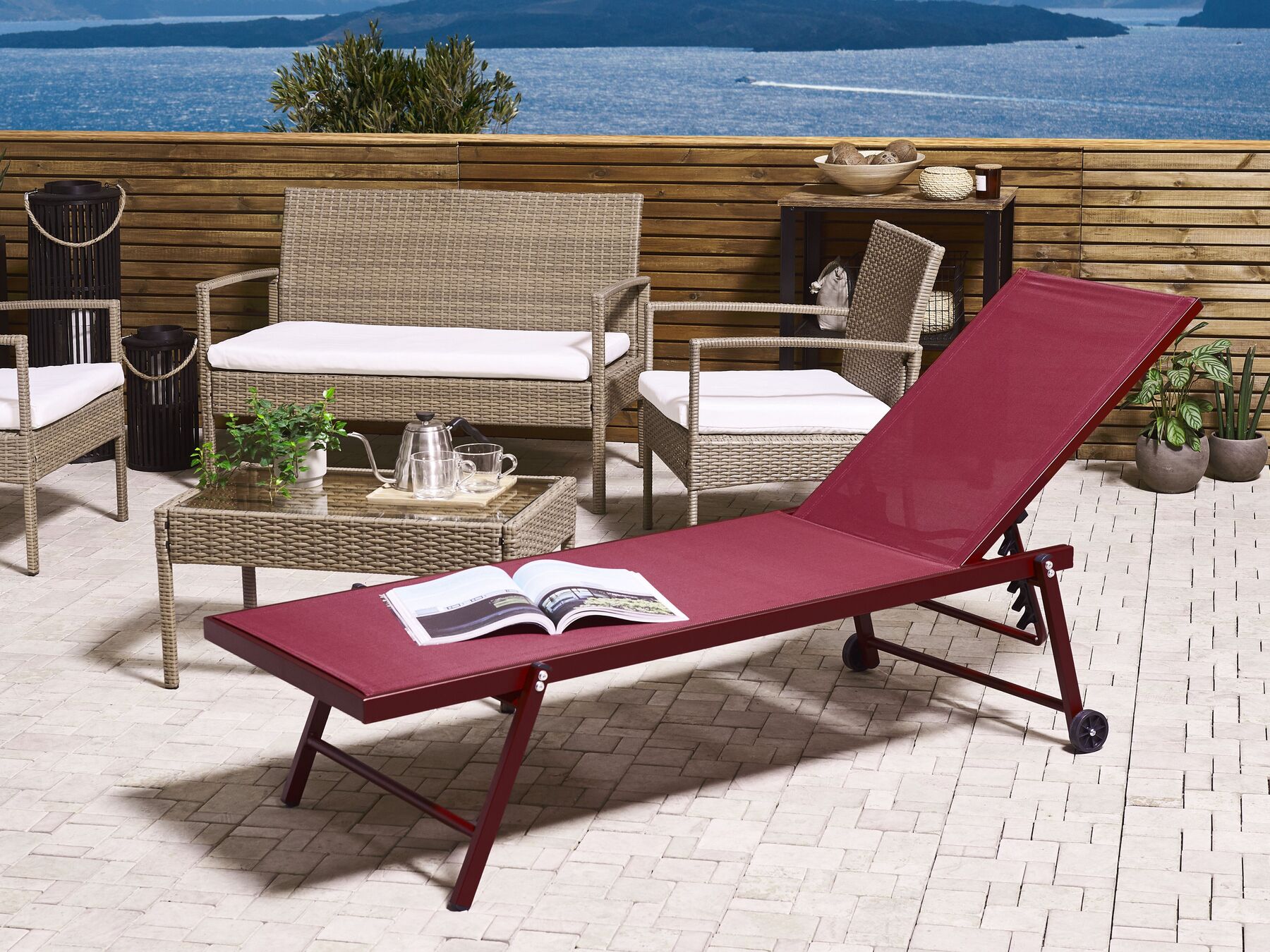 Leżak ogrodowy burgundowy PORTOFINO_828451