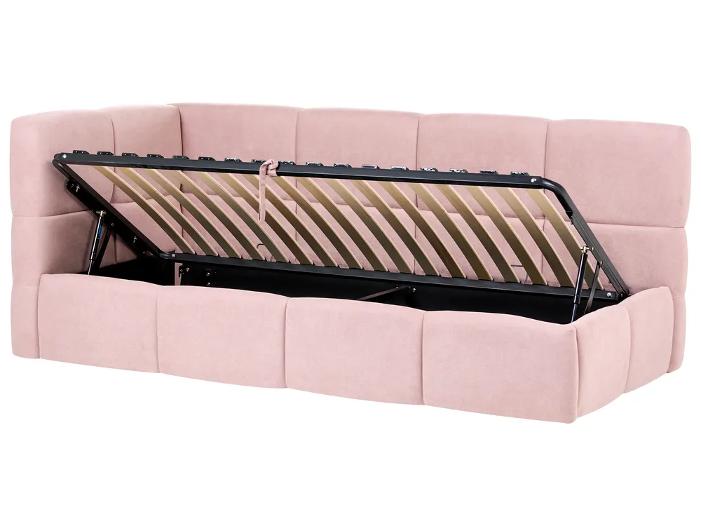 Daybed Fabric JACOU 90 x 200 cm (EU Single) with Storage Left Hand Pink_1091080