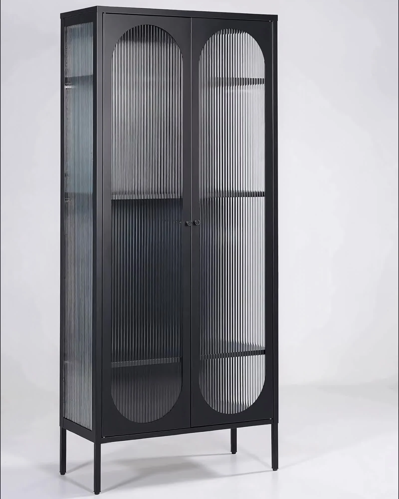 Glass Display Cabinet FOXTON 80 cm Metal Black_1199880