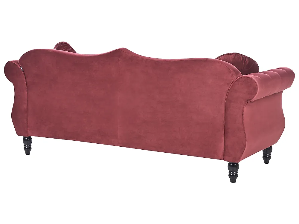Sofa dla 3 osób SKIEN Welur Bordowy_1170544