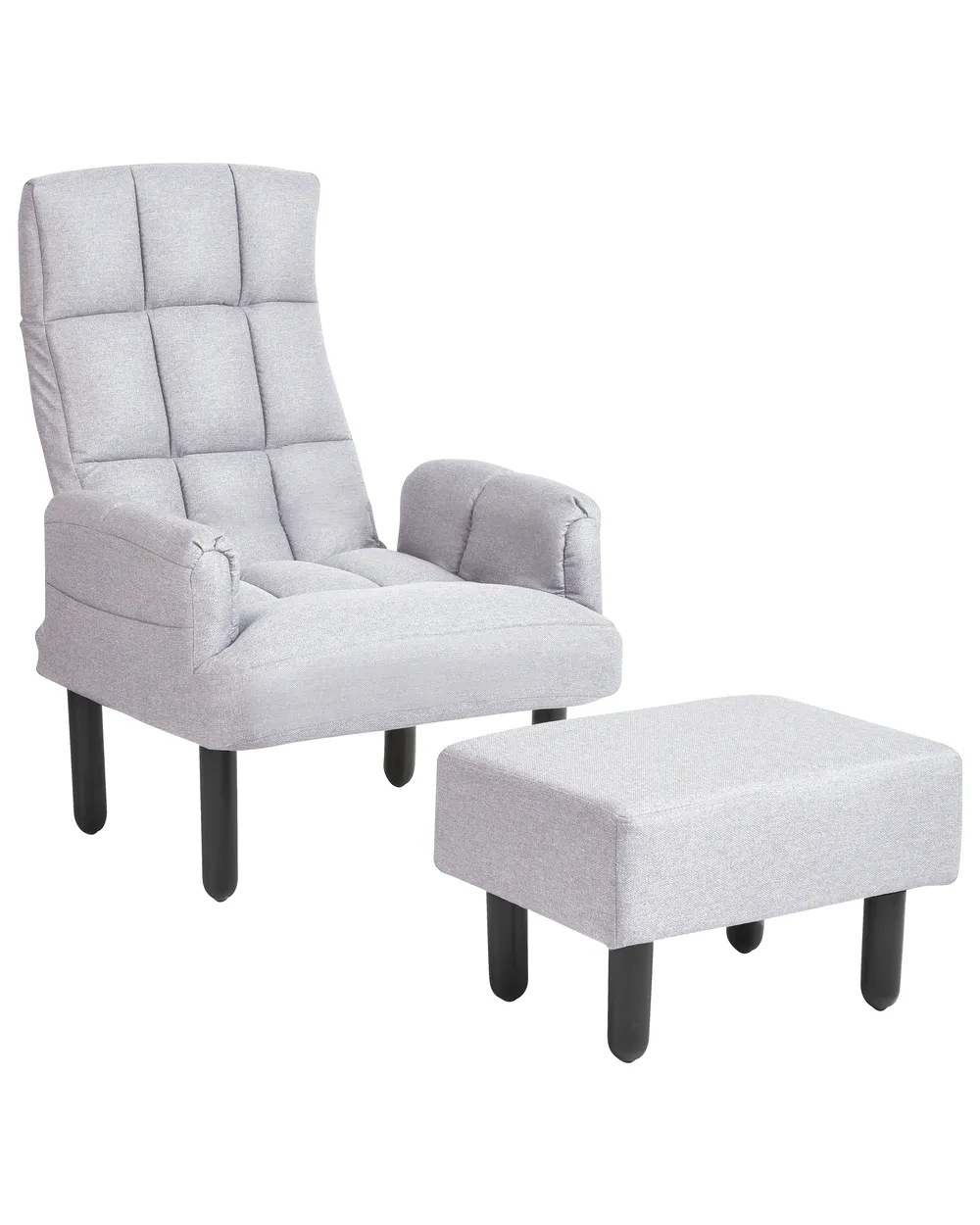 Recliner Chair OLAND with Footstool Fabric Grey - Main Image