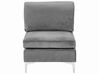 Canapé modulable 3 places en velours gris avec pouf ottoman EVJA_789364