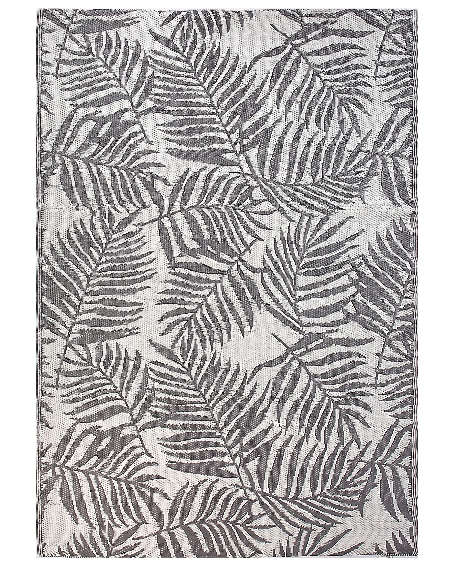 Tapete de exterior 160 x 230 cm padrão folhas de palmeira cinzento claro KOTA_766287