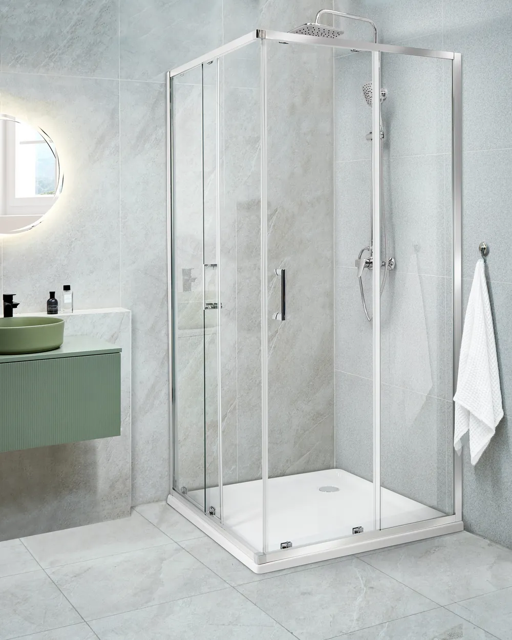 Cabine de douche quart de cercle HELA 90x90 190 cm Nano-Verre Transparent Trempé | Leroy Merlin