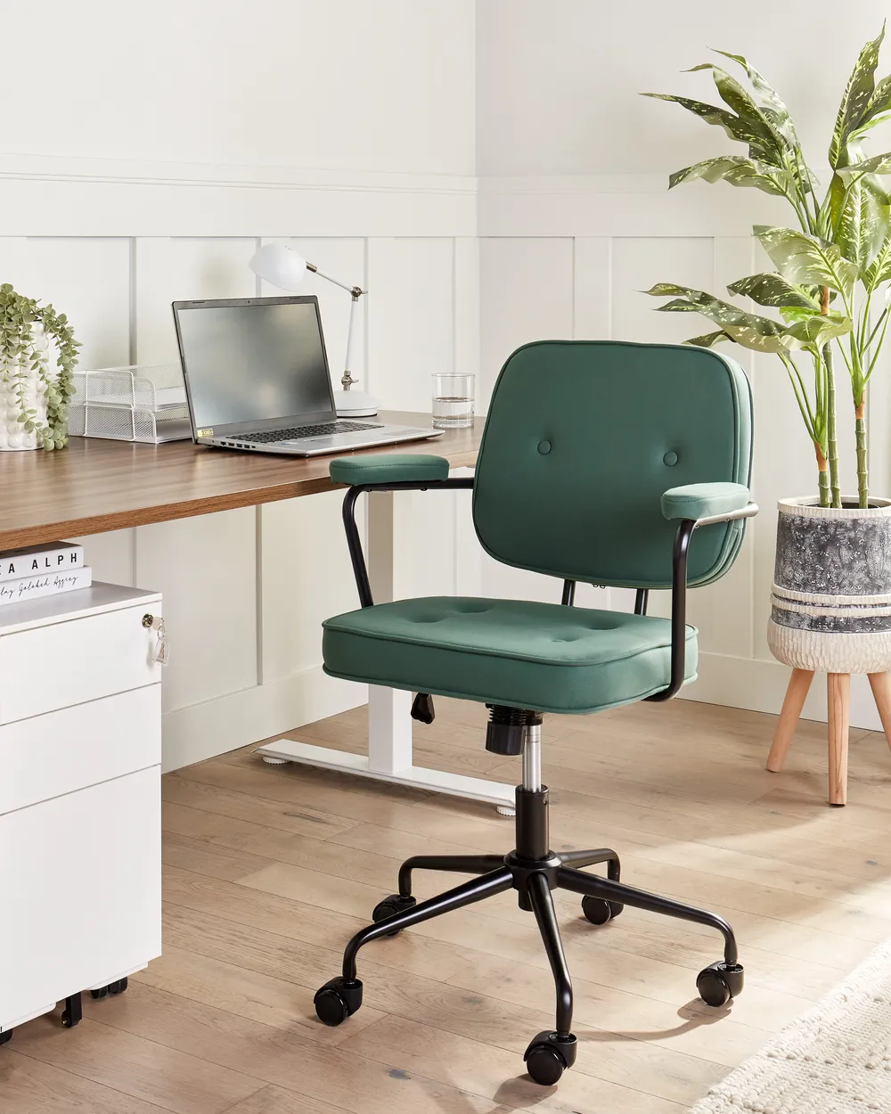 HJH Office FANCY I Sedia Girevole Per Bambini In Ecopelle Verde – Regolabile In Altezza Con Ruote A Sicurezza