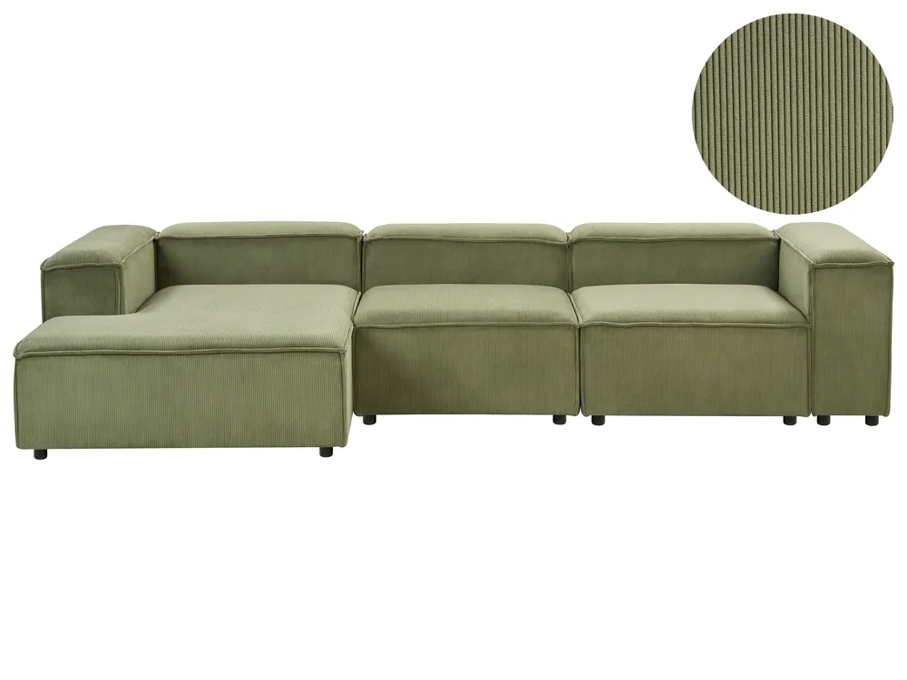Modular Corner Sofa 4 Seater ARDAL Corduroy Green Right Hand