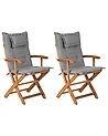 Set of 2 Garden Chairs with Cushions MAUI Acacia Wood Grey