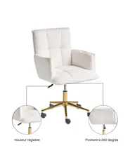 Chaise de bureau MANULU Bouclé Blanc_1065162