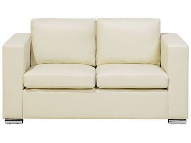 2 Seater Leather Sofa Cream HELSINKI