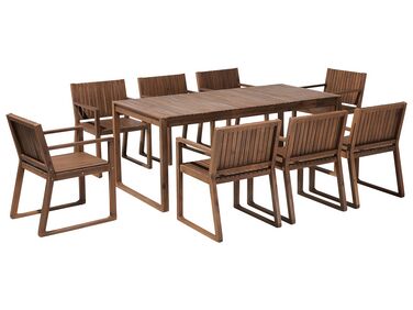 Zestaw ogrodowy akacjowy stół i 8 krzeseł ciemne drewno SASSARI