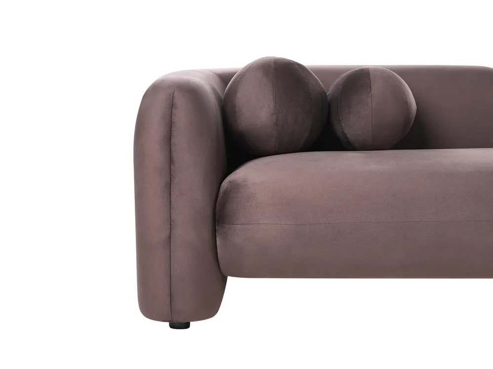 Living Room Set 4 Seater LEIREN Velvet Dark Brown_1028863
