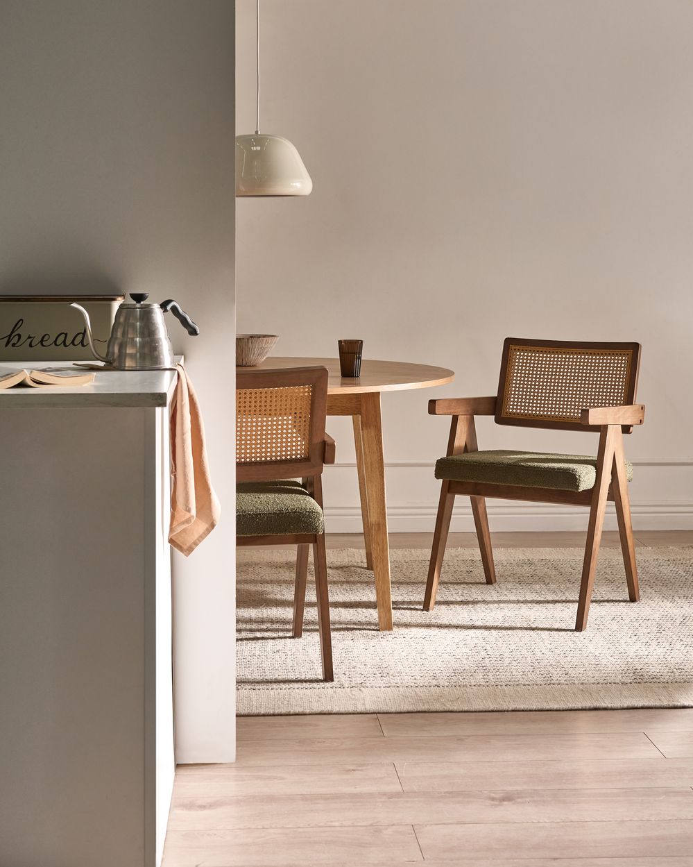 Set of 2 Dining Chairs AVA Wood Brown/ Green