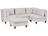 4 Seater Left Hand Modular Fabric Corner Sofa with Ottoman Light Beige UNSTAD_925332