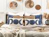 Bawełniana poduszka dekoracyjna tuftowana z frędzlami 35 x 55 cm beżowo-niebieska LUPINUS_838980