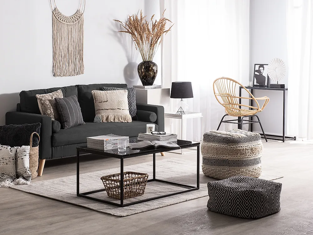 Sofa 2 Seater KALMAR Fabric Black_1169884