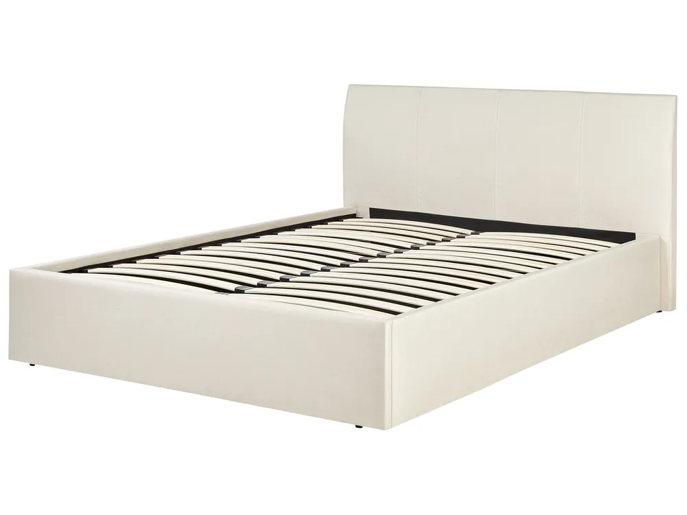 Bett mit Stauraum ORBEY Stoff Hellbeige 140 x 200 cm_906914