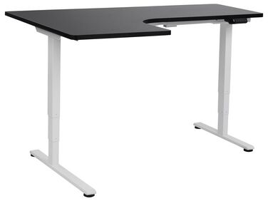 Bureau d'angle à gauche ajustable électriquement 160 x 59 cm blanc et noir DESTINES