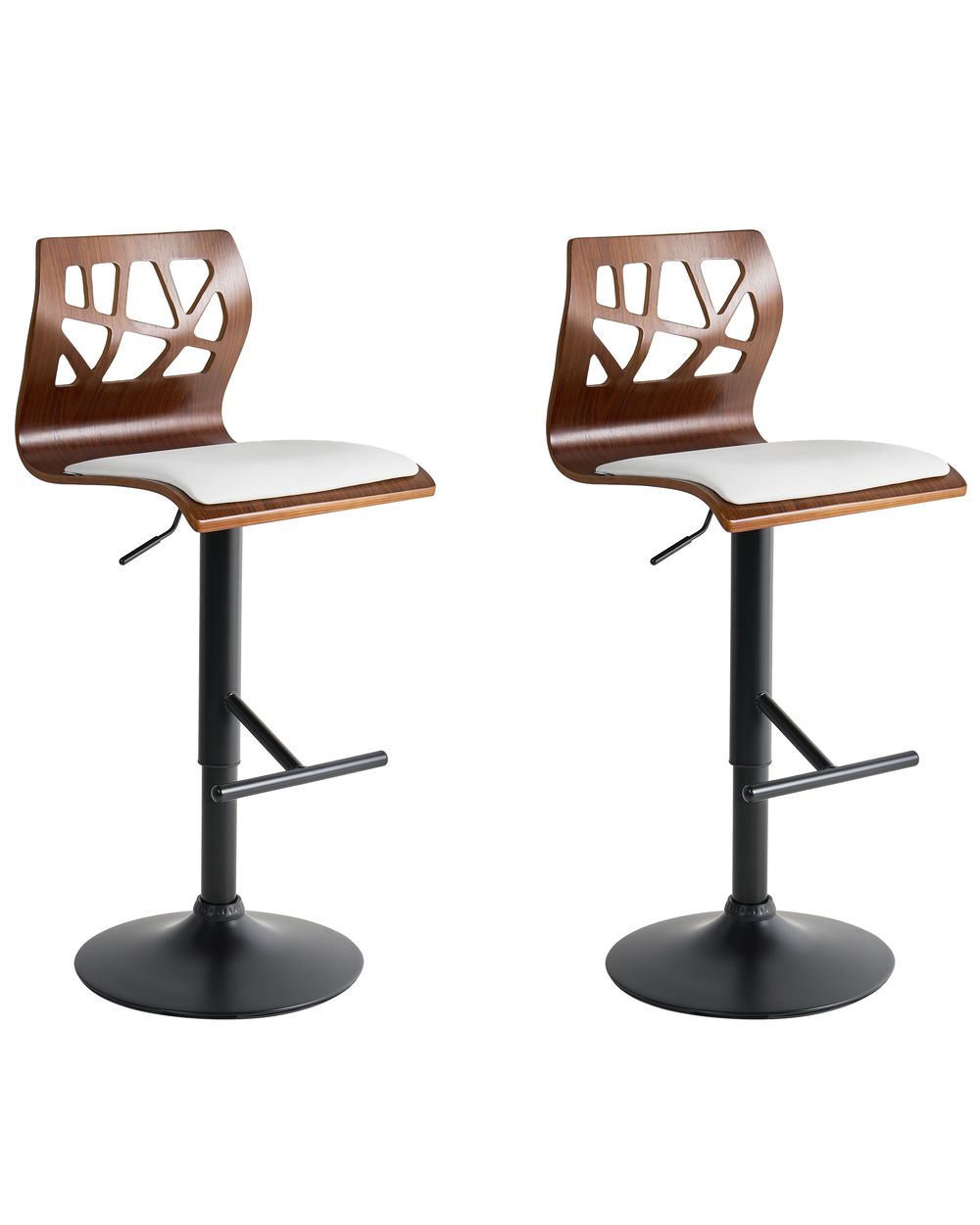 Lot de 2 chaises de bar PETERSBURG Cuir PU Blanc/noir