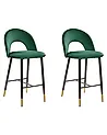 Set of 2 Bar Chairs FALTON Velvet Emerald Green
