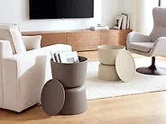 Set of 2 Side Tables ATACAMA 32/40 cm 32/40 cm Brown Beige_1172083