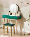 4 Drawers Dressing Table with LED Mirror and Stool Green and Gold FEDRY_844776