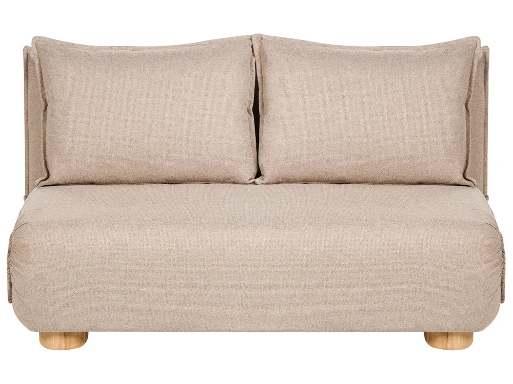 Sofa Bed 2 Seater ABISKO Faux Linen Beige