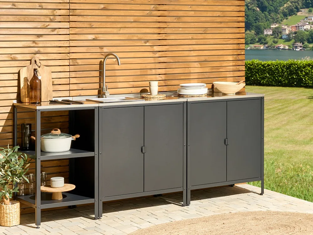 Outdoor Kitchen Island VILAMA Metal Black