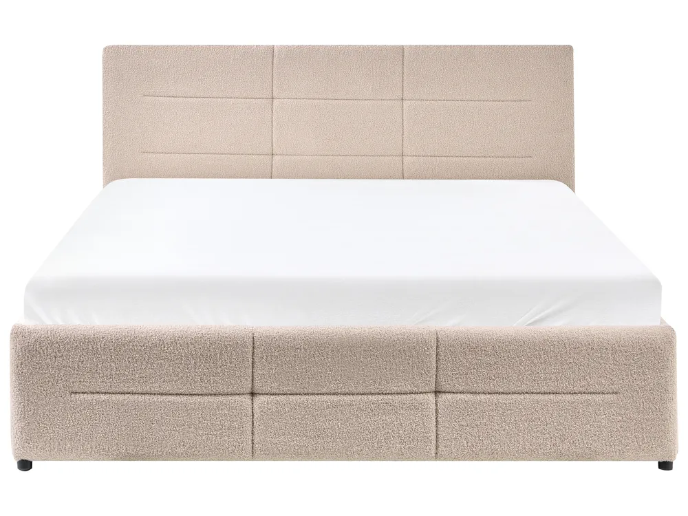 Ottoman Bed MASSOGNES Boucle Beige 140 x 200 cm_1030395