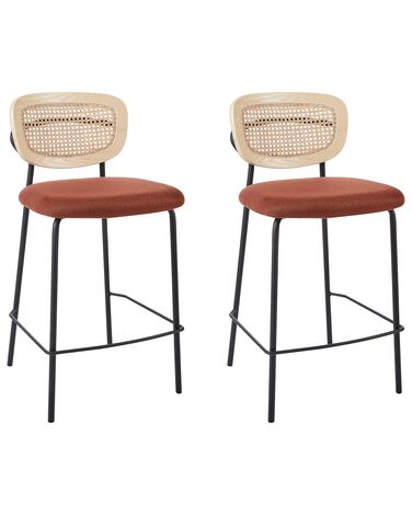 Lot de 2 chaises de bar en tissu orange MAYETTA