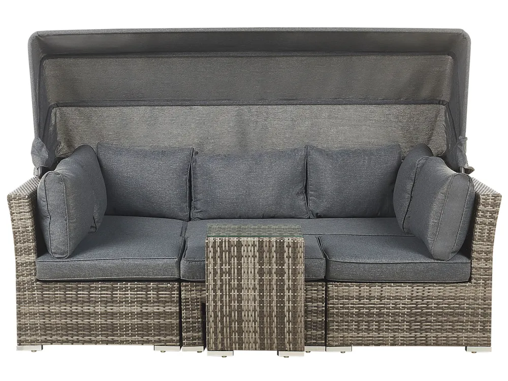 Set da giardino con tavolo 6 posti CORTE Modulare Rattan sintetico (PE) Marrone scuro_776464