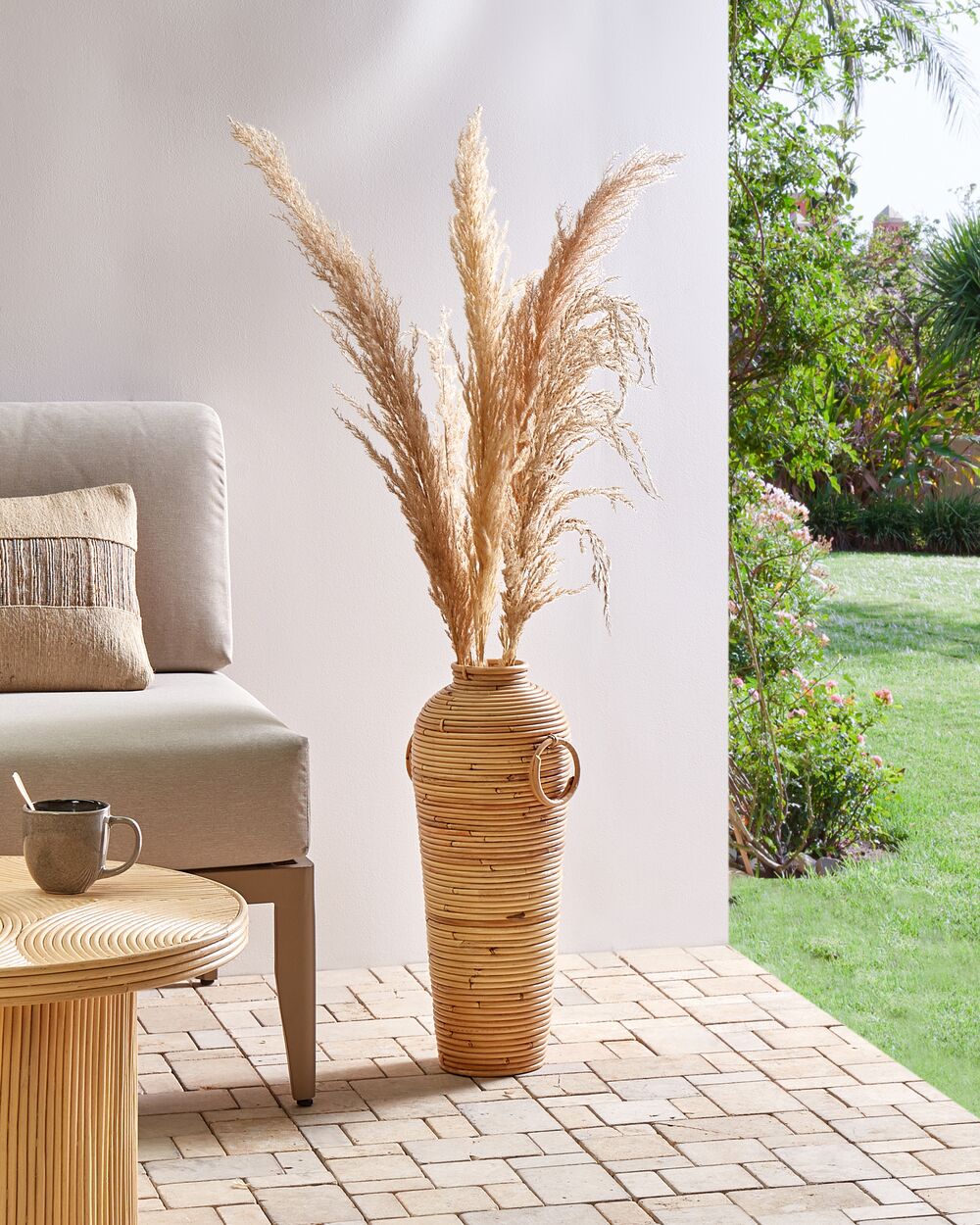 Dekovase ELATIA 50 cm Rattan Naturfarben