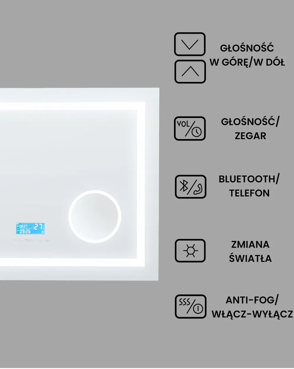 Lustro łazienkowe LED THAIX 80 cm 60 cm Srebrny_940462