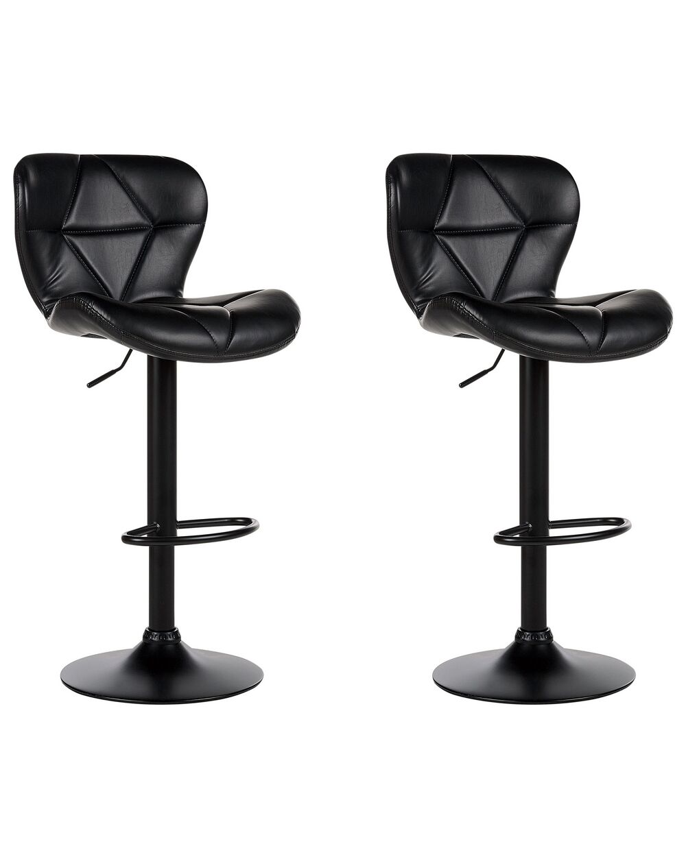 Set of 2 Bar Chairs VALETTA Faux Leather Swivel Black Beliani