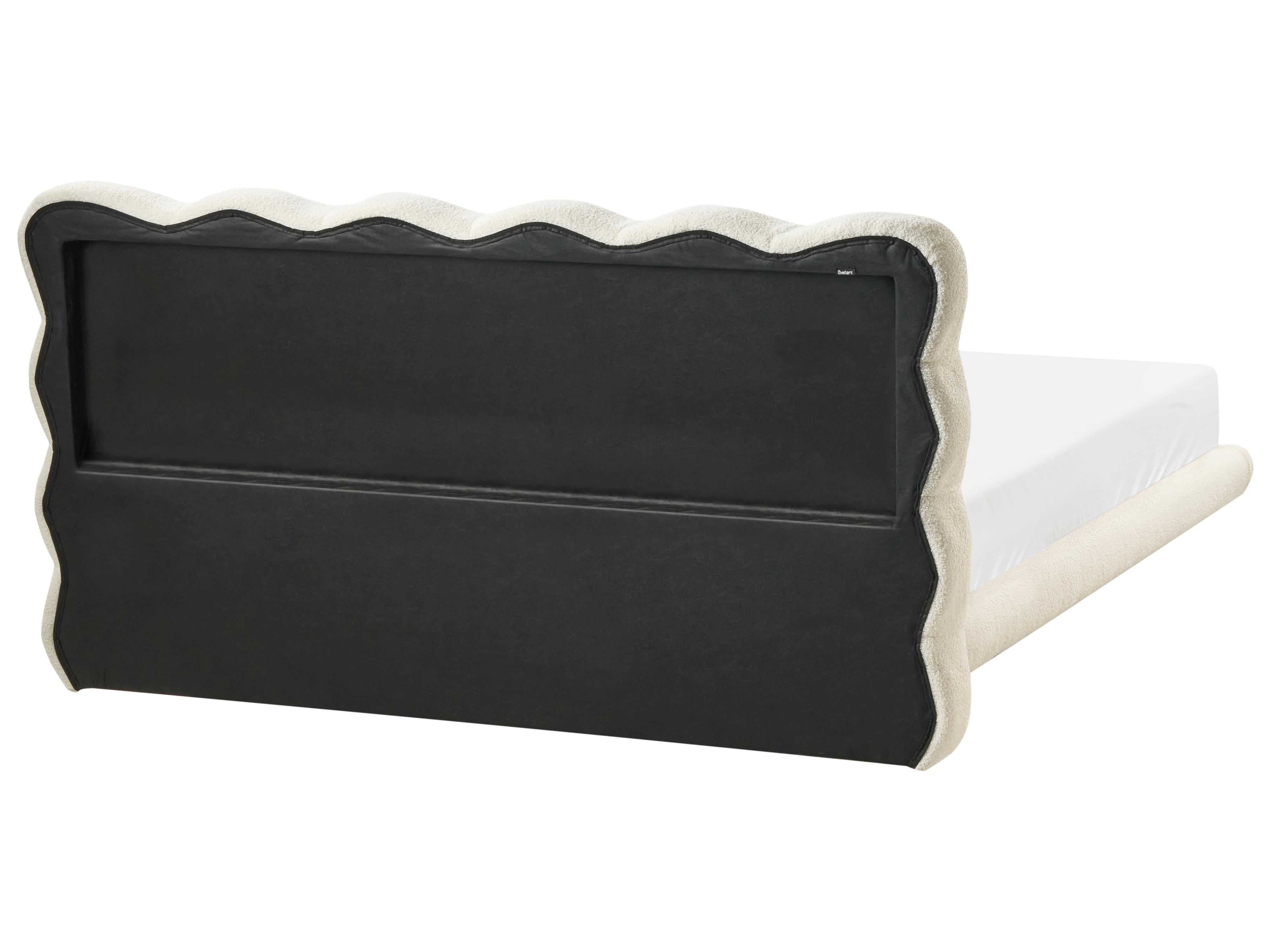 Bett mit Lattenrost Bouclé SOULISSE 160 x 200 cm Cremeweiß_992678