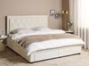 Zamatová posteľ s úložným priestorom 180 x 200 cm krémová LIEVIN_902438