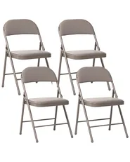 Set of 4 Folding Chairs SHASTA Metal Taupe_1039646
