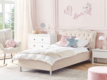 Velvet EU Single Size Bed Beige METZ