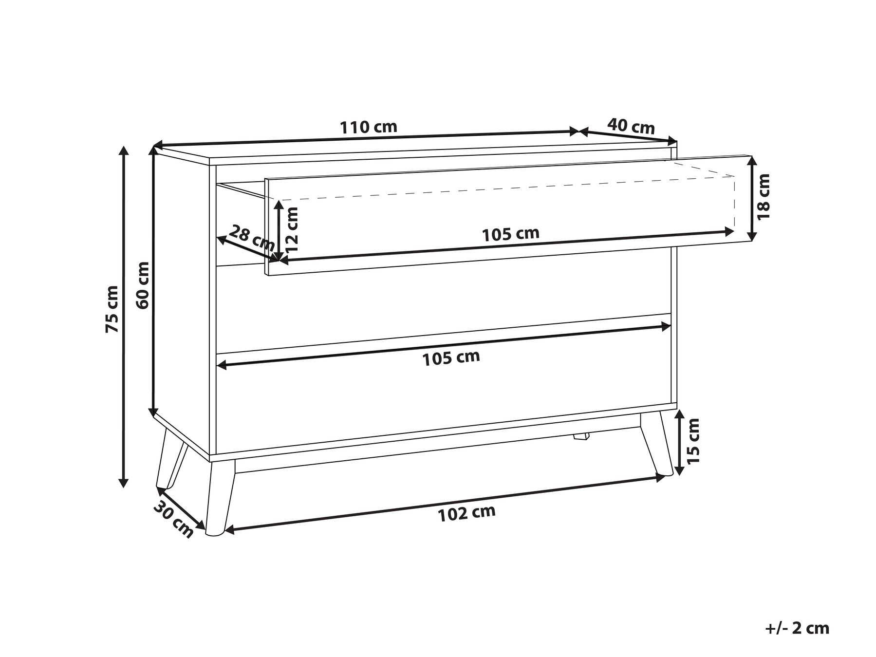 3 Drawer Chest Light Wood SARDIS_916255