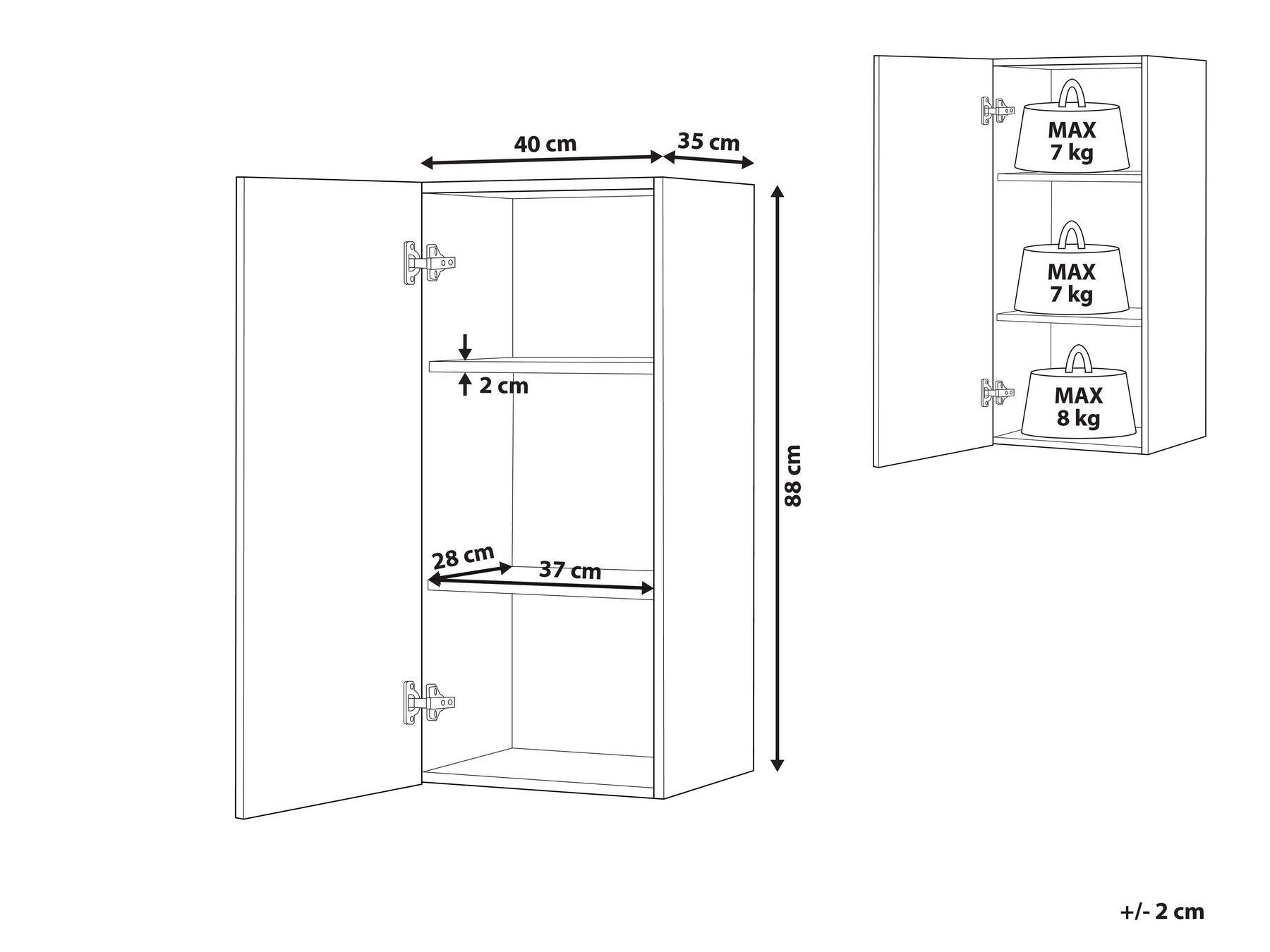 Armario de pared para baño BILBAO 40 cm Blanco_774291