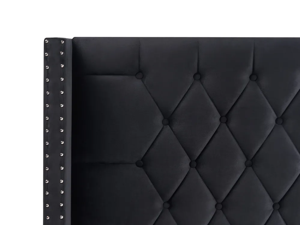 Ottoman Bed LUBBON Velvet Black 140 x 200 cm (EU Double)_833813