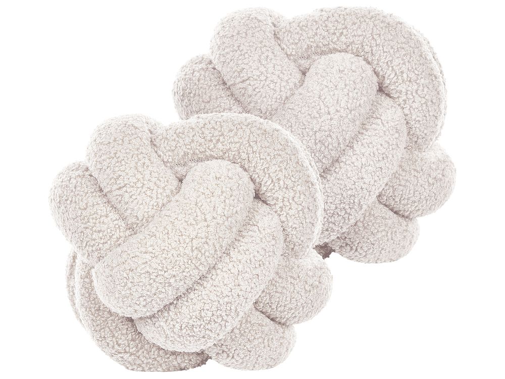 Set of 2 Decorative Cushions MALNI 19 x 19 cm Boucle Off-White Solid