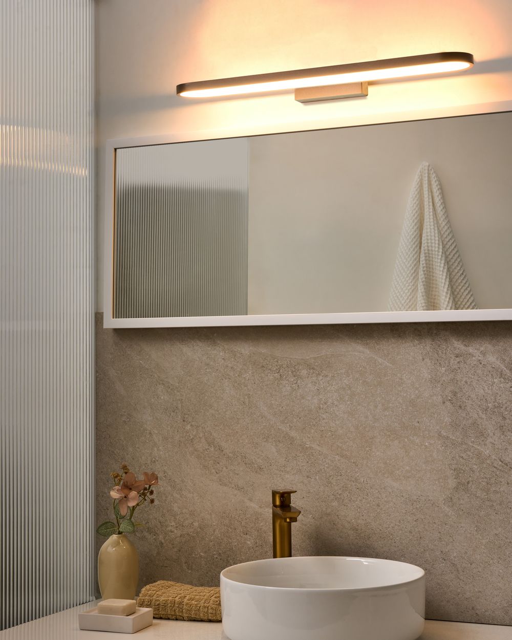 Billede og spejl LED-lys MIDOU Metal Brun