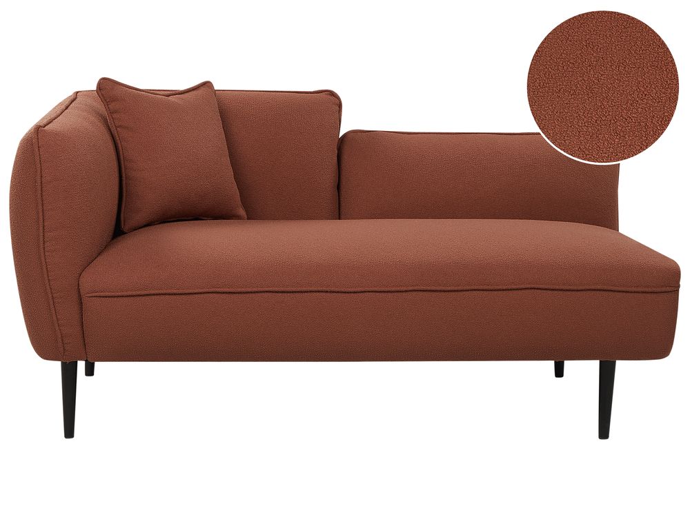 Left Hand Boucle Chaise Lounge Dark Red CHEVANNES Beliani.cz