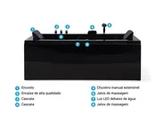 Banheira de hidromassagem de canto com LED VARADERO 1830 x 900 mm Preto à direita_787094