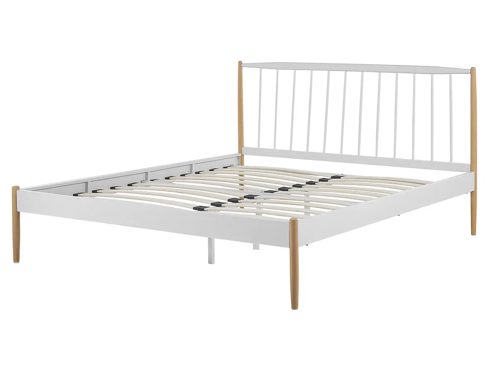 Bett mit Lattenrost Metall MAURS 160 x 200 cm Weiß_778501