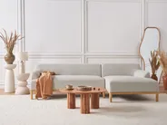 Corner Sofa 3 Seater SOSJO Fabric Light Beige Left Hand_941154