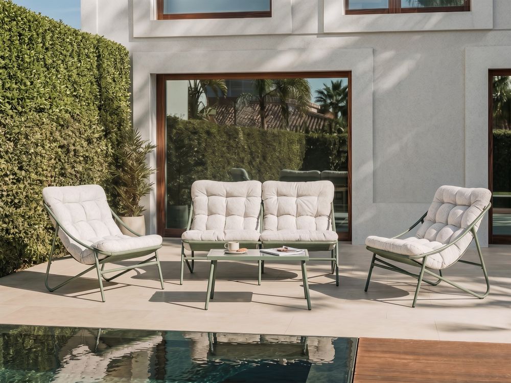 Conjunto de jardín con mesa 4 plazas MOLVENO Metal Beige/Verde